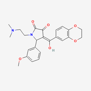 molecular formula C24H26N2O6 B2754950 4-(2,3-dihydrobenzo[b][1,4]dioxine-6-carbonyl)-1-(2-(dimethylamino)ethyl)-3-hydroxy-5-(3-methoxyphenyl)-1H-pyrrol-2(5H)-one CAS No. 618425-27-7