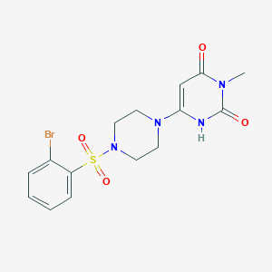 molecular formula C15H17BrN4O4S B2754953 6-[4-(2-Bromophenyl)sulfonylpiperazin-1-yl]-3-methyl-1H-pyrimidine-2,4-dione CAS No. 2320465-31-2