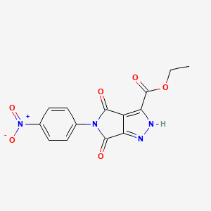 molecular formula C14H10N4O6 B2754962 Ethyl 5-(4-nitrophenyl)-4,6-dioxo-1,4,5,6-tetrahydropyrrolo[3,4-c]pyrazole-3-carboxylate CAS No. 340296-14-2