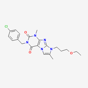 2-[(4-Chlorophenyl)methyl]-6-(3-ethoxypropyl)-4,7-dimethylpurino[7,8-a]imidazole-1,3-dione
