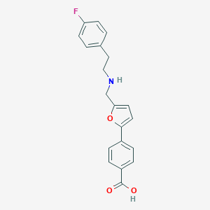 molecular formula C20H18FNO3 B275497 4-(5-{[(4-Fluorophenethyl)amino]methyl}-2-furyl)benzoic acid 