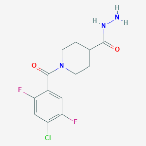 molecular formula C13H14ClF2N3O2 B2754992 1-(4-Chloro-2,5-difluorobenzoyl)piperidine-4-carbohydrazide CAS No. 388094-06-2