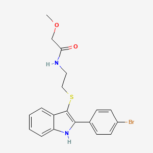 molecular formula C19H19BrN2O2S B2754993 N-(2-((2-(4-bromophenyl)-1H-indol-3-yl)thio)ethyl)-2-methoxyacetamide CAS No. 687574-42-1