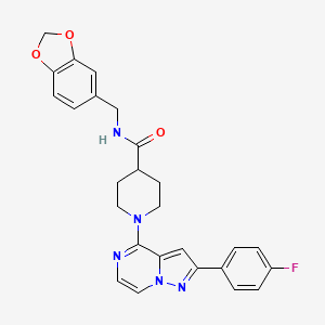 N-(1,3-benzodioxol-5-ylmethyl)-1-[2-(4-fluorophenyl)pyrazolo[1,5-a]pyrazin-4-yl]piperidine-4-carboxamide
