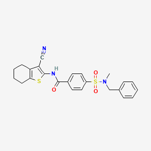 molecular formula C24H23N3O3S2 B2755015 4-[benzyl(methyl)sulfamoyl]-N-(3-cyano-4,5,6,7-tetrahydro-1-benzothiophen-2-yl)benzamide CAS No. 683765-39-1