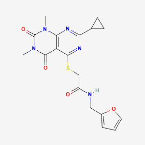 2-(7-cyclopropyl-1,3-dimethyl-2,4-dioxopyrimido[4,5-d]pyrimidin-5-yl)sulfanyl-N-(furan-2-ylmethyl)acetamide