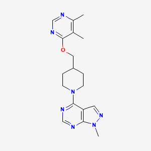 molecular formula C18H23N7O B2755038 4-(4-(((5,6-dimethylpyrimidin-4-yl)oxy)methyl)piperidin-1-yl)-1-methyl-1H-pyrazolo[3,4-d]pyrimidine CAS No. 2309774-64-7
