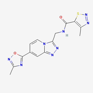 4-methyl-N-((7-(3-methyl-1,2,4-oxadiazol-5-yl)-[1,2,4]triazolo[4,3-a]pyridin-3-yl)methyl)-1,2,3-thiadiazole-5-carboxamide