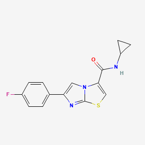 molecular formula C15H12FN3OS B2755051 N-环丙基-6-(4-氟苯基)咪唑并[2,1-b]噻唑酮 CAS No. 1049439-67-9