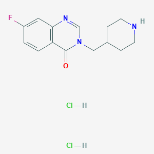 molecular formula C14H18Cl2FN3O B2755055 7-Fluoro-3-(piperidin-4-ylmethyl)quinazolin-4-one;dihydrochloride CAS No. 2379946-46-8