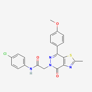 molecular formula C21H17ClN4O3S B2755057 N-(4-chlorophenyl)-2-(7-(4-methoxyphenyl)-2-methyl-4-oxothiazolo[4,5-d]pyridazin-5(4H)-yl)acetamide CAS No. 941949-48-0