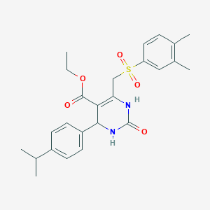 molecular formula C25H30N2O5S B2755061 Ethyl 6-(((3,4-dimethylphenyl)sulfonyl)methyl)-4-(4-isopropylphenyl)-2-oxo-1,2,3,4-tetrahydropyrimidine-5-carboxylate CAS No. 866590-79-6