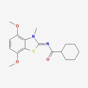 molecular formula C17H22N2O3S B2755068 N-(4,7-dimethoxy-3-methyl-1,3-benzothiazol-2-ylidene)cyclohexanecarboxamide CAS No. 868369-61-3