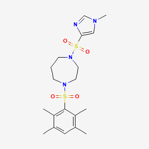 molecular formula C19H28N4O4S2 B2755071 1-((1-甲基-1H-咪唑-4-基)磺酰)-4-((2,3,5,6-四甲基苯基)磺酰)-1,4-二氮杂辛烷 CAS No. 1904277-53-7