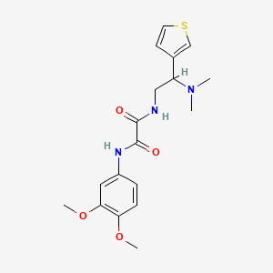 molecular formula C18H23N3O4S B2755075 N1-(3,4-dimethoxyphenyl)-N2-(2-(dimethylamino)-2-(thiophen-3-yl)ethyl)oxalamide CAS No. 946328-54-7