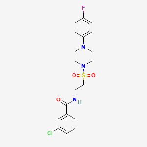 molecular formula C19H21ClFN3O3S B2755076 3-氯-N-(2-((4-(4-氟苯基)哌嗪-1-基)磺酰)乙基)苯甲酰胺 CAS No. 897618-68-7