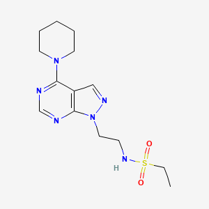 molecular formula C14H22N6O2S B2755078 N-(2-(4-(哌啶-1-基)-1H-吡唑并[3,4-d]嘧啶-1-基)乙基)乙磺酰胺 CAS No. 1209539-79-6
