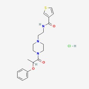 N-(2-(4-(2-phenoxypropanoyl)piperazin-1-yl)ethyl)thiophene-3-carboxamide hydrochloride
