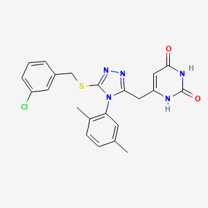 molecular formula C22H20ClN5O2S B2755089 6-((5-((3-氯苄基)硫)-4-(2,5-二甲基苯基)-4H-1,2,4-三唑-3-基)甲基)嘧啶-2,4(1H,3H)-二酮 CAS No. 852048-64-7