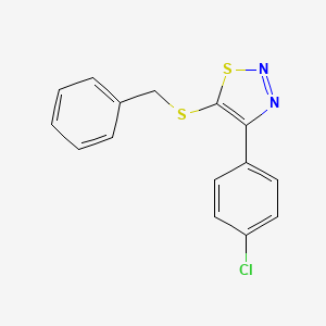 molecular formula C15H11ClN2S2 B2755091 5-(Benzylsulfanyl)-4-(4-chlorophenyl)-1,2,3-thiadiazole CAS No. 338408-18-7