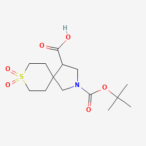 molecular formula C14H23NO6S B2755092 2-(叔丁氧羰基)-8-硫-2-氮杂螺[4.5]癸烷-4-羧酸 8,8-二氧化物 CAS No. 2174007-74-8