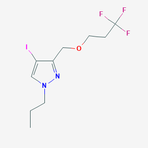 molecular formula C10H14F3IN2O B2755093 4-iodo-1-propyl-3-[(3,3,3-trifluoropropoxy)methyl]-1H-pyrazole CAS No. 1855949-42-6