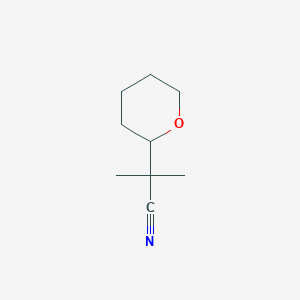 molecular formula C9H15NO B2755097 2-Methyl-2-(oxan-2-yl)propanenitrile CAS No. 1781041-71-1