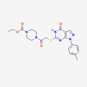 ethyl 4-(2-((4-oxo-1-(p-tolyl)-4,5-dihydro-1H-pyrazolo[3,4-d]pyrimidin-6-yl)thio)acetyl)piperazine-1-carboxylate