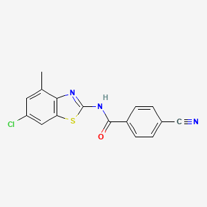 molecular formula C16H10ClN3OS B2755115 N-(6-氯-4-甲基-1,3-苯并噻唑-2-基)-4-氰基苯甲酰胺 CAS No. 912763-23-6