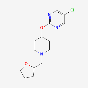 molecular formula C14H20ClN3O2 B2755121 5-Chloro-2-[1-(oxolan-2-ylmethyl)piperidin-4-yl]oxypyrimidine CAS No. 2415601-46-4