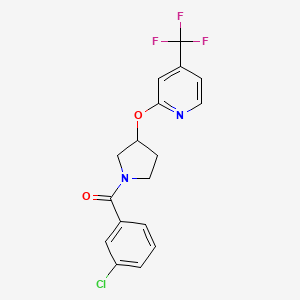 molecular formula C17H14ClF3N2O2 B2755124 (3-Chlorophenyl)(3-((4-(trifluoromethyl)pyridin-2-yl)oxy)pyrrolidin-1-yl)methanone CAS No. 2034391-49-4