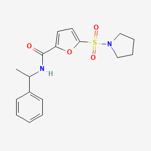 molecular formula C17H20N2O4S B2755127 N-(1-苯乙基)-5-(吡咯啉-1-磺酰基)呋喃-2-甲酰胺 CAS No. 1172005-77-4