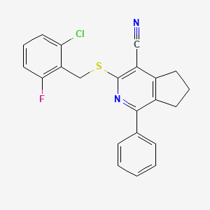 3-[(2-chloro-6-fluorobenzyl)sulfanyl]-1-phenyl-6,7-dihydro-5H-cyclopenta[c]pyridine-4-carbonitrile