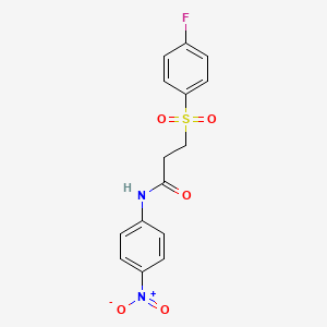 molecular formula C15H13FN2O5S B2755131 3-(4-fluorophenyl)sulfonyl-N-(4-nitrophenyl)propanamide CAS No. 898427-22-0