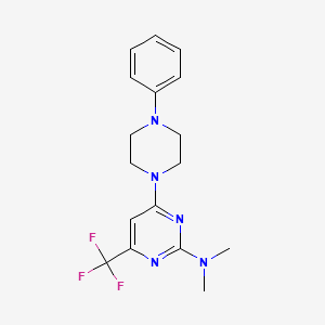 molecular formula C17H20F3N5 B2755134 N,N-dimethyl-4-(4-phenylpiperazin-1-yl)-6-(trifluoromethyl)pyrimidin-2-amine CAS No. 339105-48-5