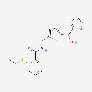 molecular formula C19H19NO3S2 B2755137 2-(乙硫基)-N-((5-(呋喃-2-基(羟基)甲基)噻吩-2-基)甲基)苯甲酰胺 CAS No. 1795442-20-4