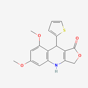 6,8-dimethoxy-9-(thiophen-2-yl)-1H,3H,4H,9H-furo[3,4-b]quinolin-1-one