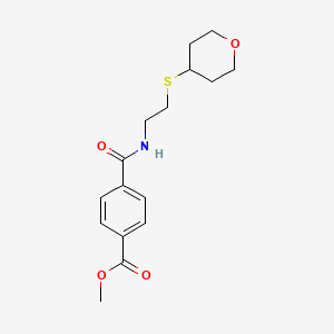 molecular formula C16H21NO4S B2755145 methyl 4-((2-((tetrahydro-2H-pyran-4-yl)thio)ethyl)carbamoyl)benzoate CAS No. 2034446-22-3