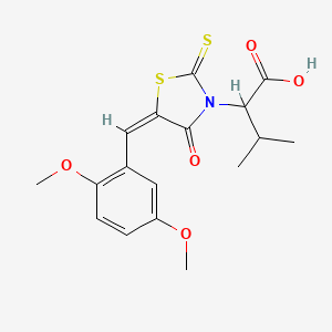 molecular formula C17H19NO5S2 B2755147 2-[(5E)-5-[(2,5-二甲氧基苯基)甲基亚甲基]-4-氧代-2-硫代-1,3-噻唑烷-3-基]-3-甲基丁酸 CAS No. 672279-99-1