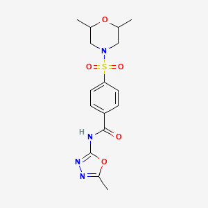 molecular formula C16H20N4O5S B2755151 4-((2,6-二甲基吗啉-4-基)磺酰)-N-(5-甲基-1,3,4-噁二唑-2-基)苯甲酰胺 CAS No. 850936-58-2
