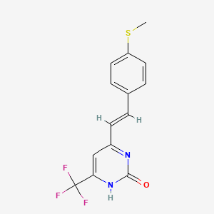 molecular formula C14H11F3N2OS B2755154 4-[(E)-2-(4-methylsulfanylphenyl)ethenyl]-6-(trifluoromethyl)-1H-pyrimidin-2-one CAS No. 420812-36-8