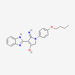 molecular formula C21H22N4O2 B2755155 5-amino-4-(1H-benzo[d]imidazol-2-yl)-1-(4-butoxyphenyl)-1H-pyrrol-3(2H)-one CAS No. 885190-33-0