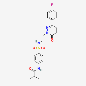 molecular formula C22H23FN4O4S B2755163 N-(4-(N-(2-(3-(4-fluorophenyl)-6-oxopyridazin-1(6H)-yl)ethyl)sulfamoyl)phenyl)isobutyramide CAS No. 921513-19-1