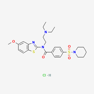 molecular formula C26H35ClN4O4S2 B2755178 N-(2-(二乙基氨基)乙基)-N-(5-甲氧苯并[d]噻唑-2-基)-4-(哌啶-1-基磺酰)苯甲酰胺盐酸盐 CAS No. 1321939-90-5