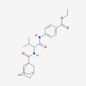 molecular formula C25H34N2O4 B2755184 Ethyl 4-[2-(adamantanylcarbonylamino)-3-methylbutanoylamino]benzoate CAS No. 1009702-47-9