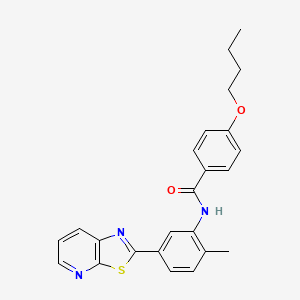 4-butoxy-N-(2-methyl-5-(thiazolo[5,4-b]pyridin-2-yl)phenyl)benzamide