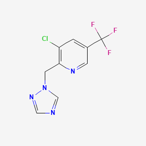 molecular formula C9H6ClF3N4 B2755219 3-chloro-2-(1H-1,2,4-triazol-1-ylmethyl)-5-(trifluoromethyl)pyridine CAS No. 339099-82-0