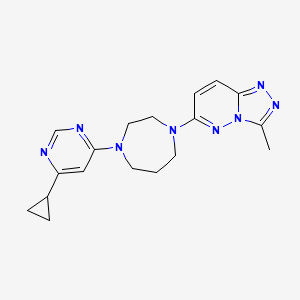 molecular formula C18H22N8 B2755224 6-[4-(6-Cyclopropylpyrimidin-4-yl)-1,4-diazepan-1-yl]-3-methyl-[1,2,4]triazolo[4,3-b]pyridazine CAS No. 2310097-56-2