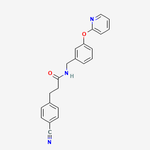 molecular formula C22H19N3O2 B2755226 3-(4-cyanophenyl)-N-(3-(pyridin-2-yloxy)benzyl)propanamide CAS No. 1705412-09-4