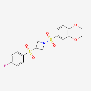 1-((2,3-Dihydrobenzo[b][1,4]dioxin-6-yl)sulfonyl)-3-((4-fluorophenyl)sulfonyl)azetidine